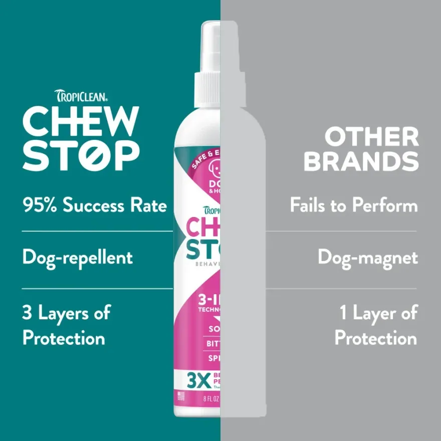 Спрей для собак TropiClean 3 в1 Chew Stop для захисту від погризів 236 мл