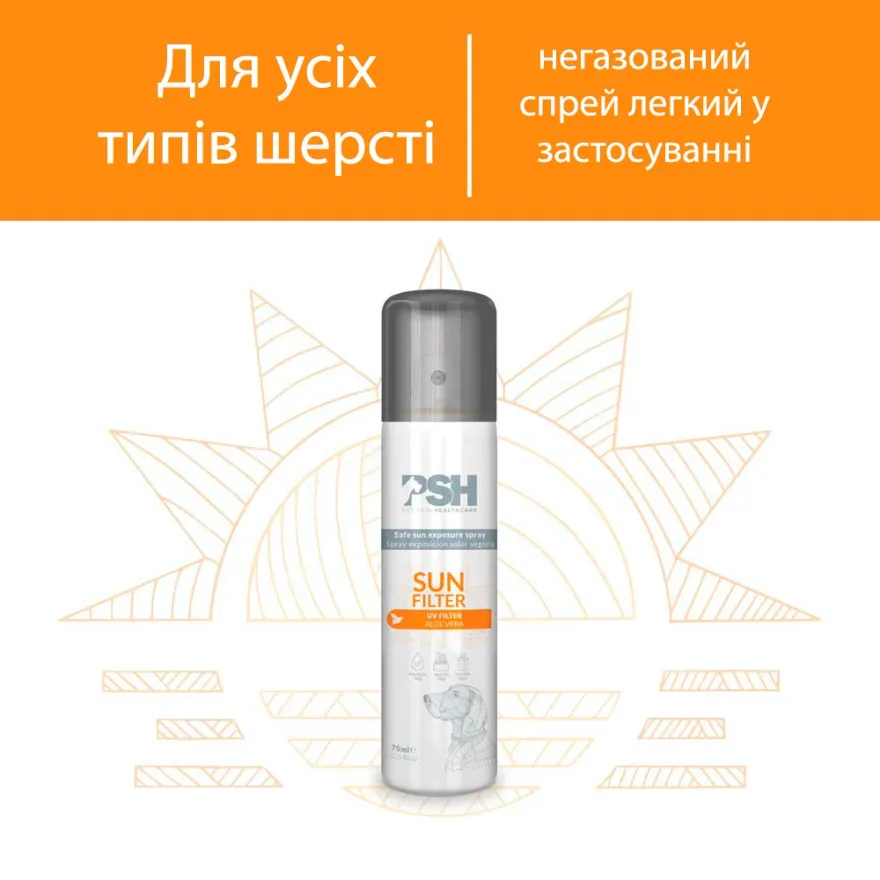 Спрей-лосьйон сонцезахисний PSH Sun Filter для собак 75 мл