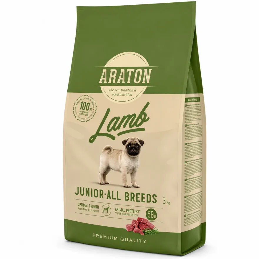 Сухий корм для цуценят усіх порід Araton Junior Lamb з ягням 3 кг