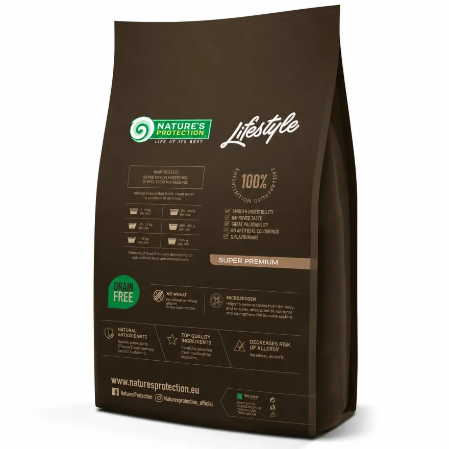 Сухий корм для цуценят усіх порід  Nature's Protection Lifestyle Grain Free Salmon with Krill Junior All Breeds з лососем і крилем 1,5 кг