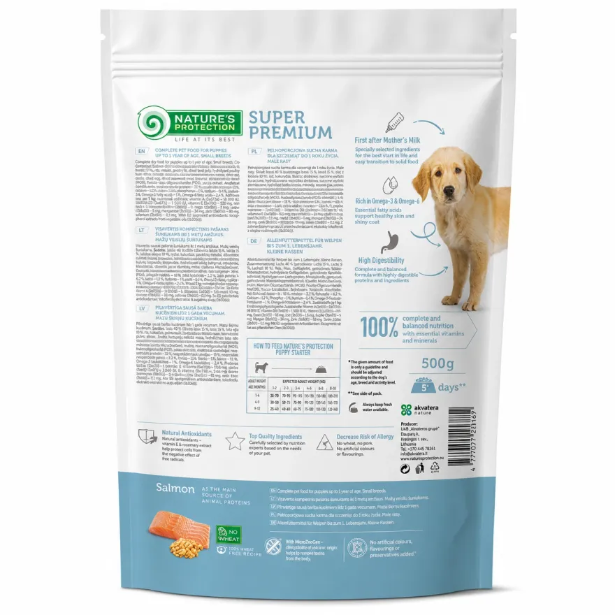 Сухий корм для цуценят усіх порід Nature's Protection Puppy starter All Breeds з лососем і крилем 500 г