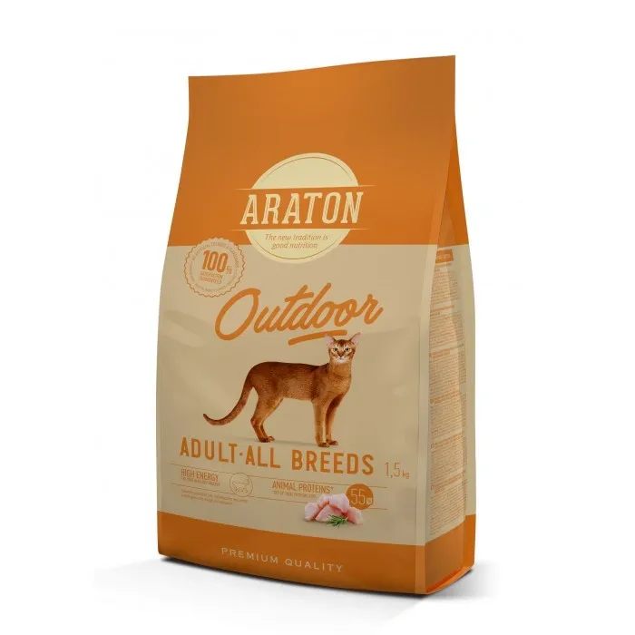 Сухий корм для дорослих котів Araton Cat Adult Outdoor які гуляють на вулиці, з м'ясом птиці 1,5 кг