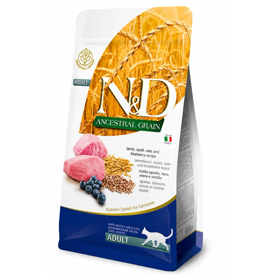 Сухий корм для дорослих котів Farmina N&D Ancestral Grain Adult Lamb & Blueberry з ягням, спельтою та лохиною 300 г