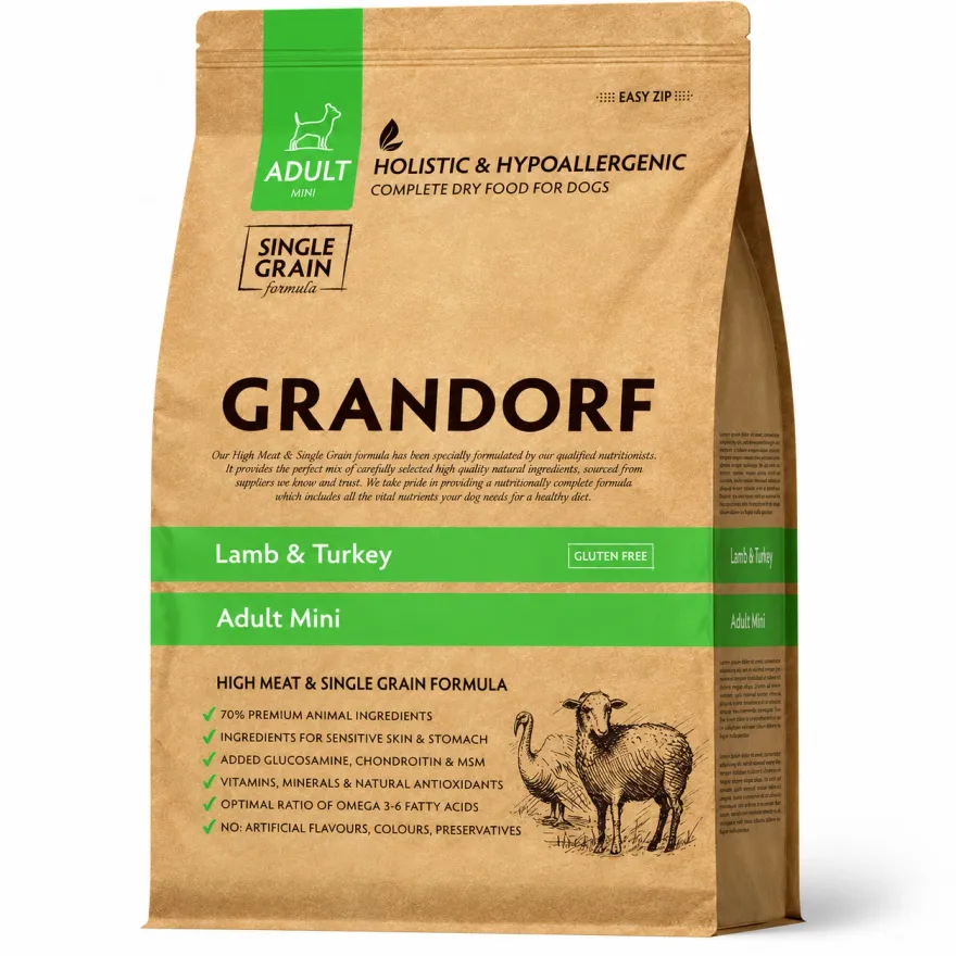 Сухий корм для дорослих собак малих порід Grandorf Dog Adult Mini Lamb & Turkey з ягням та індичкою 1 кг Сухий корм для дорослих собак малих порід Grandorf Dog Adult Mini Lamb & Turkey з ягням та індичкою 1 кг