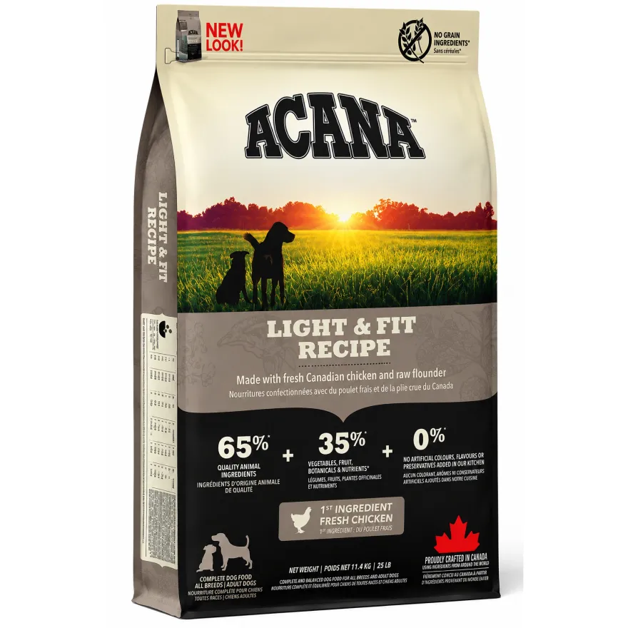 Сухой корм для взрослых собак всех пород ACANA Light & Fit для поддержания здорового веса со свежей курицей 11,4 кг