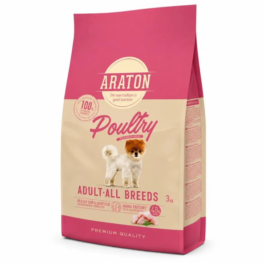 Сухий корм для дорослих собак усіх порід Araton Dog Adult Poultry з м'ясом птиці 3 кг Сухий корм для дорослих собак усіх порід Araton Dog Adult Poultry з м'ясом птиці 3 кг