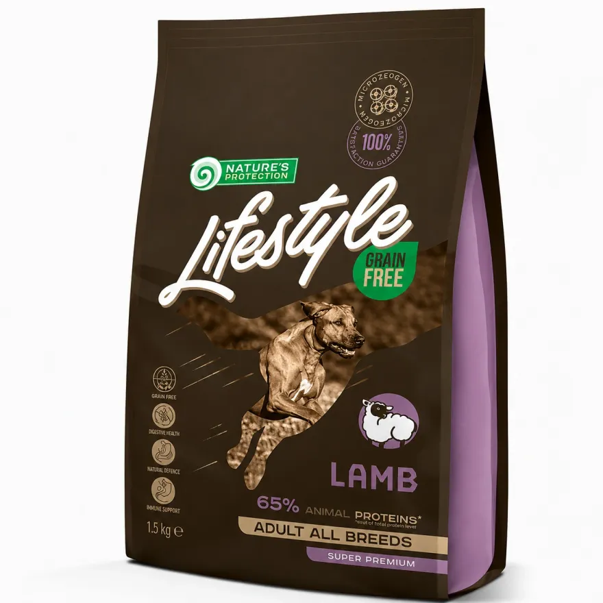 Сухий корм для дорослих собак усіх порід Nature's Protection Lifestyle Grain Free Lamb Adult All Breeds з ягням 1,5 кг Сухий корм для дорослих собак усіх порід Nature's Protection Lifestyle Grain Free Lamb Adult All Breeds з ягням 1,5 кг
