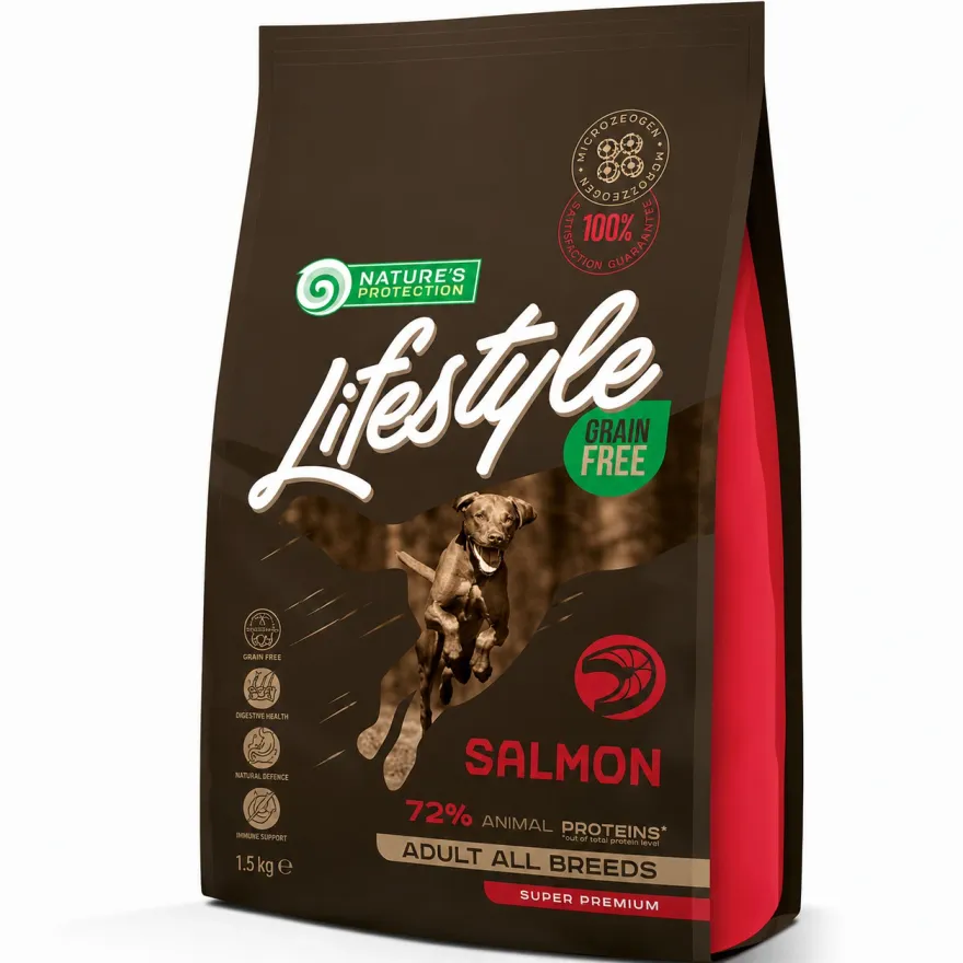 Сухий корм для дорослих собак усіх порід Nature's Protection Lifestyle Grain Free Salmon Adult All Breeds з лососем 1,5 кг Сухий корм для дорослих собак усіх порід Nature's Protection Lifestyle Grain Free Salmon Adult All Breeds з лососем 1,5 кг
