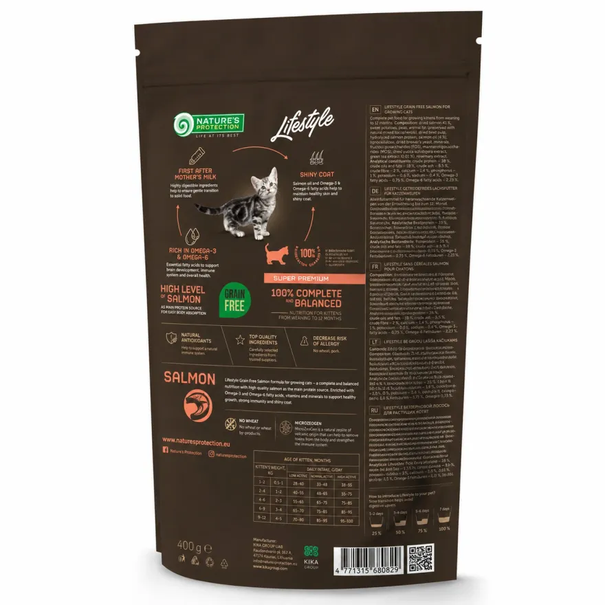 Сухий корм для кошенят Nature's Protection Lifestyle Grain Free Cat Kitten Salmon з лососем 400 г