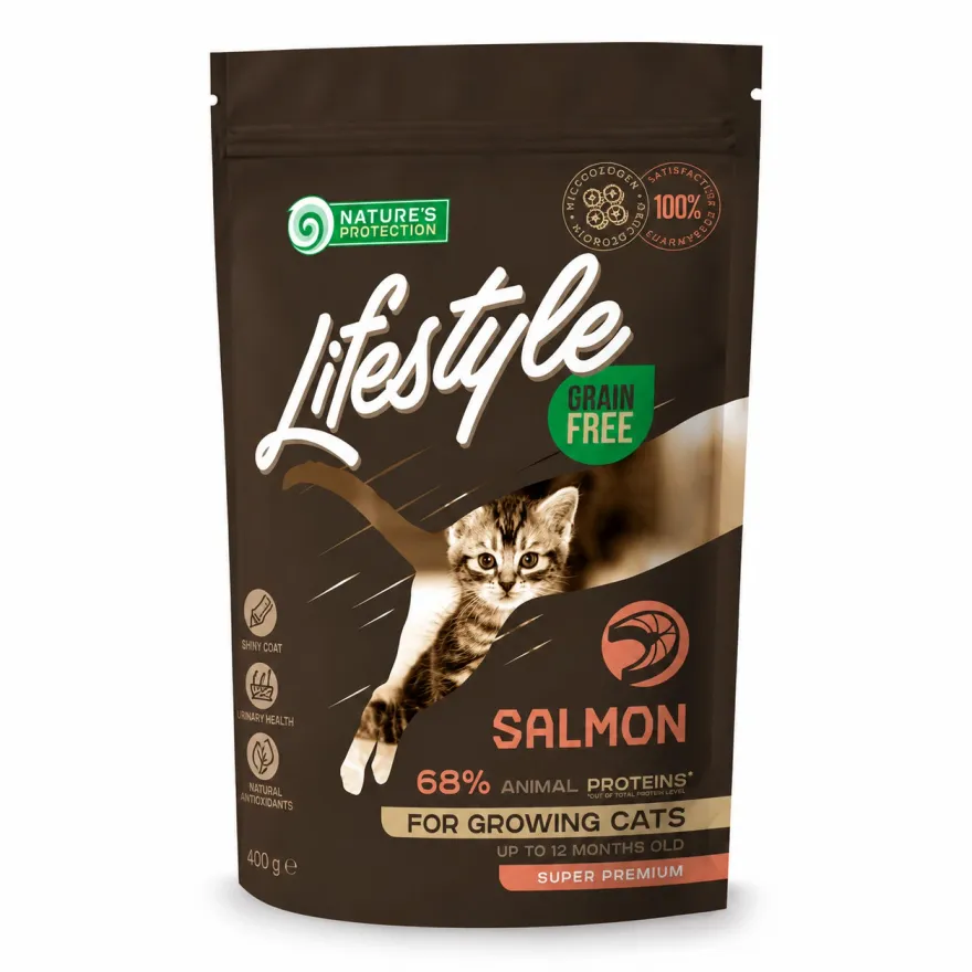 Сухий корм для кошенят Nature's Protection Lifestyle Grain Free Cat Kitten Salmon з лососем 400 г