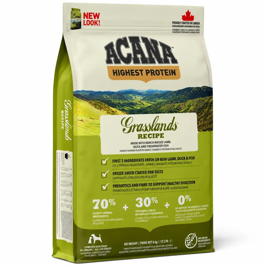 Сухой корм для собак всех пород Acana Grasslands с ягненком, уткой и рыбой 11,4 кг