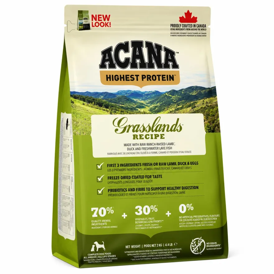 Сухой корм для собак всех пород Acana Grasslands с ягненком, уткой и рыбой 2 кг