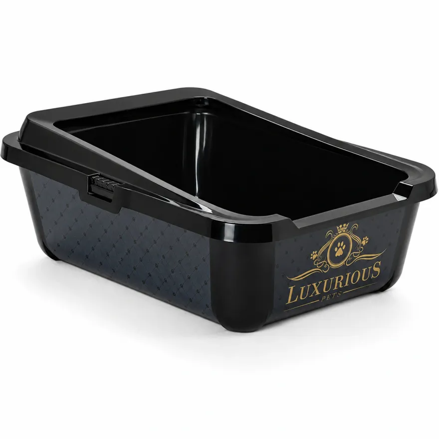 Туалет з бортиком для котів Moderna Hercules Luxurious чорний 51x39x19 см