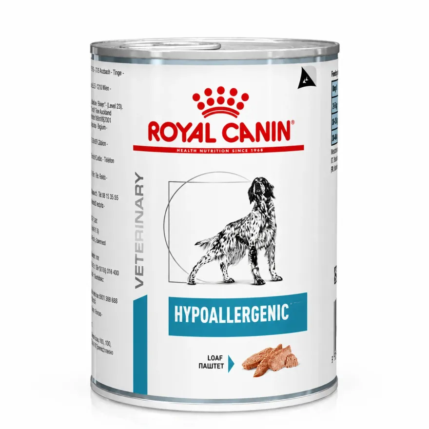 Вологий дієтичний корм для дорослих собак Royal Canin Hypoallergenic при алергії та харчовій непереносимості, паштет 400 г