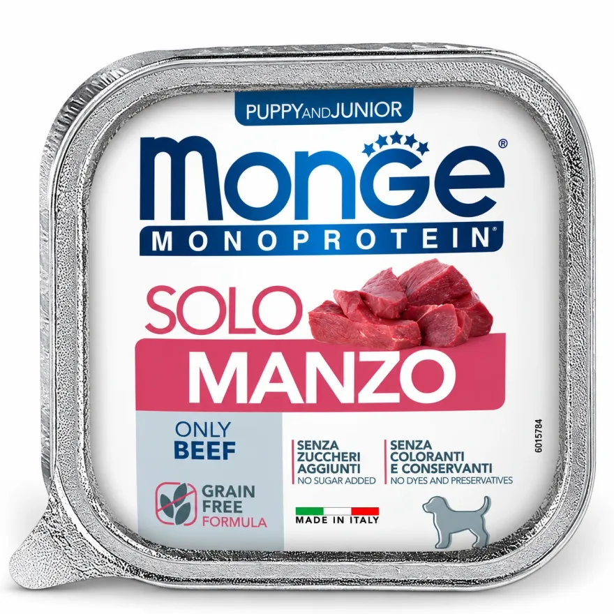 Вологий корм для цуценят Monge Monoprotein Pappy Solo 100% Beef Паштет з яловичиною 150 г