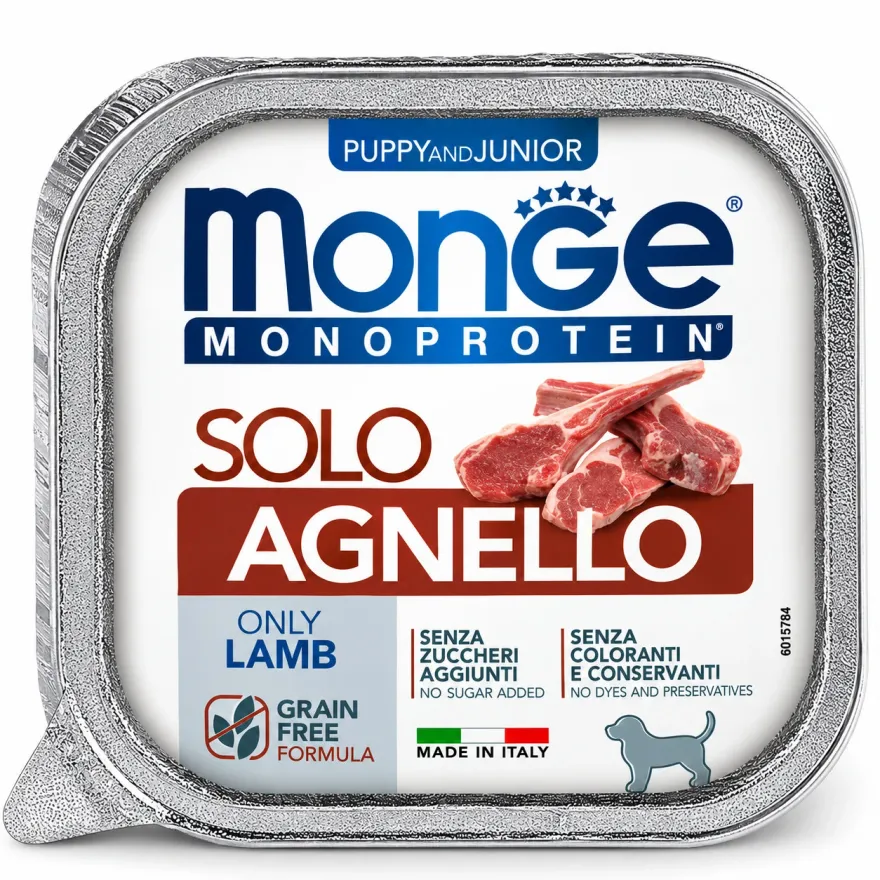 Вологий корм для цуценят Monge Monoprotein Pappy Solo 100% Lamb Паштет з ягням 150 г
