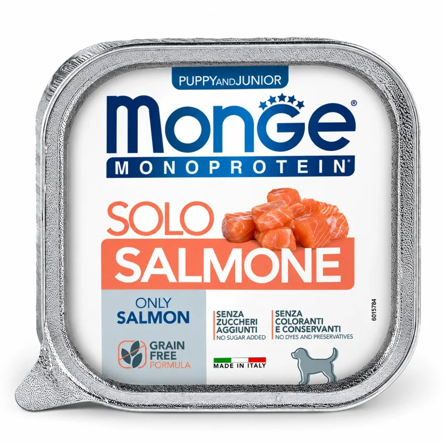 Вологий корм для цуценят Monge Monoprotein Pappy Solo 100% Salmone Паштет з лососем 150 г