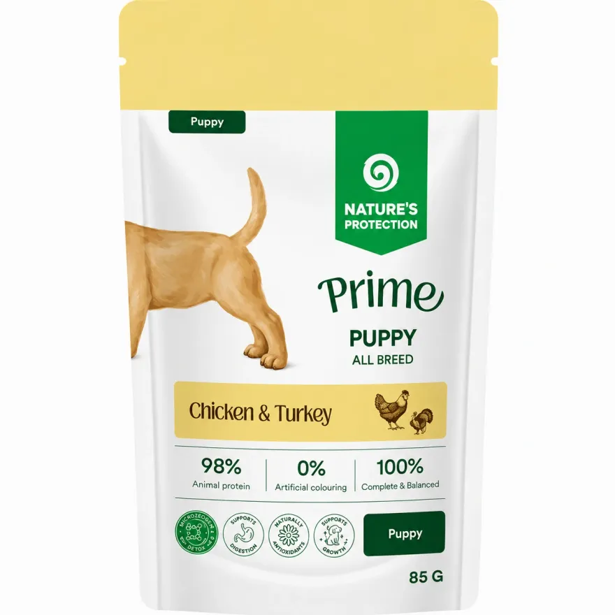 Вологий корм для цуценят Nature's Protection Prime Puppy Chicken and Turkey з куркою та індичкою в соусі 85 г