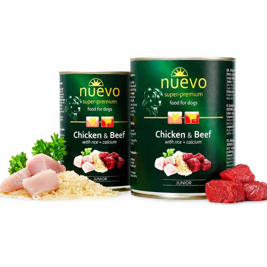 Вологий корм для цуценят Nuevo Dog Junior Chicken & Beef з куркою, яловичиною, рисом та кальцієм 400г