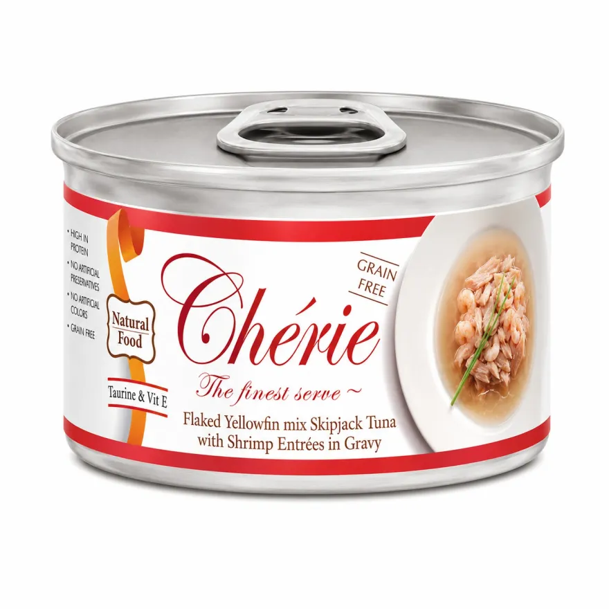 Вологий корм для дорослих котів Cherie Signature Gravy Mix Tuna & Shrimp жовтоперий тунець та креветка в соусі 80 г
