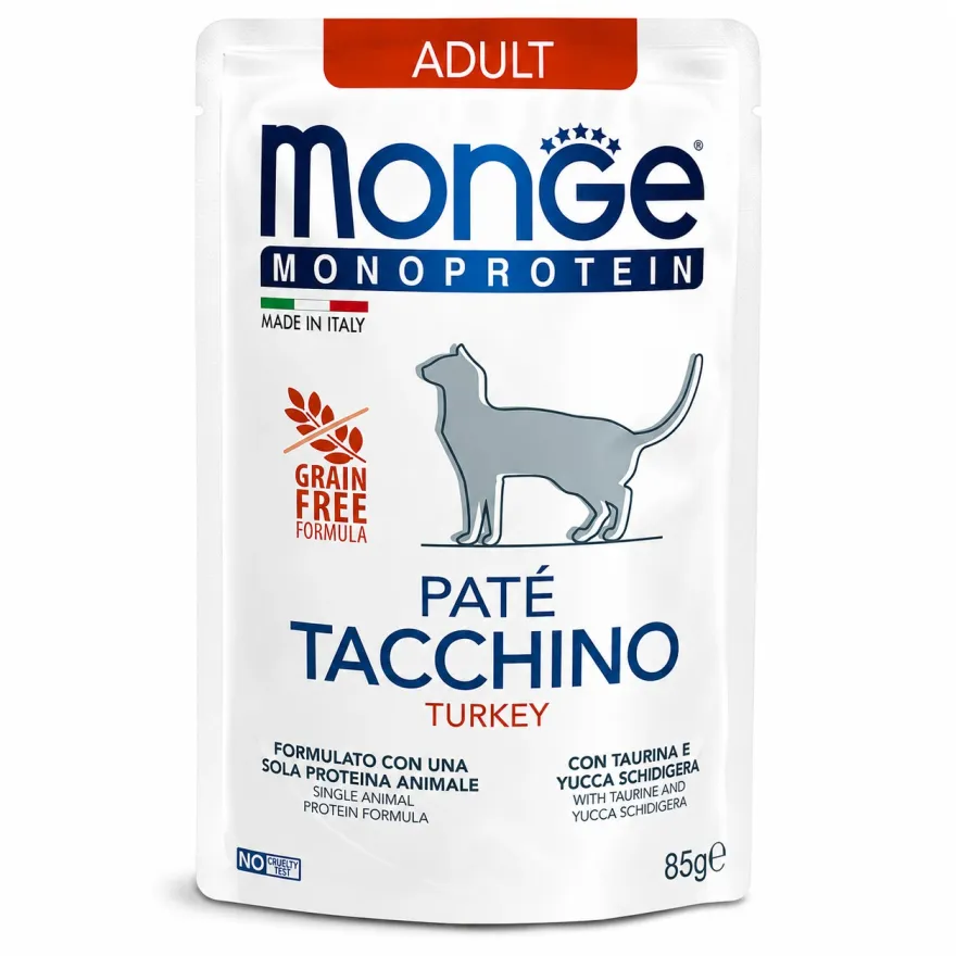 Вологий корм для дорослих котів Monge Monoprotein Cat Pate 100% Turkey Паштет з індичкою 85 г