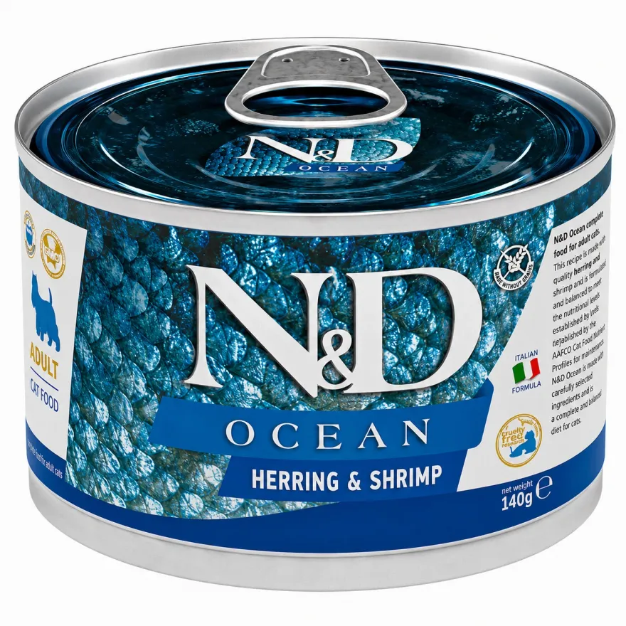 Вологий корм для дорослих собак малих порід Farmina N&D Ocean Grain Free Dog Adult Mini Herring & Shrimp з оселедцем і креветками в соусі 140 г
