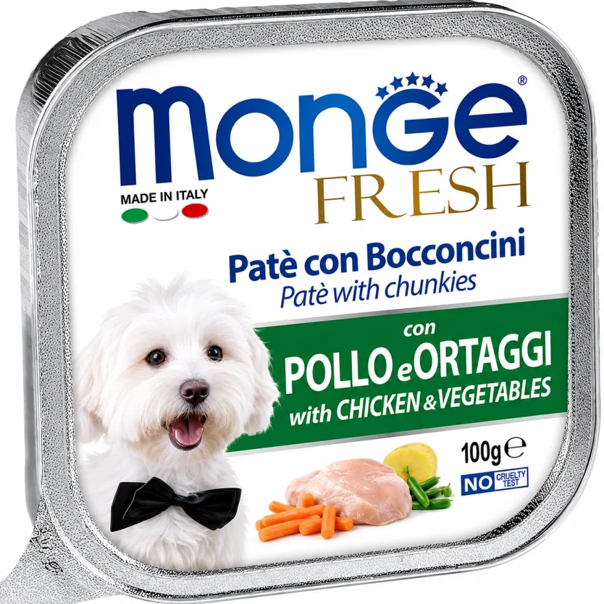 Вологий корм для дорослих собак Monge Fresh Dog Adult Chicken & Vegetables Паштет з куркою та овочами 100 г