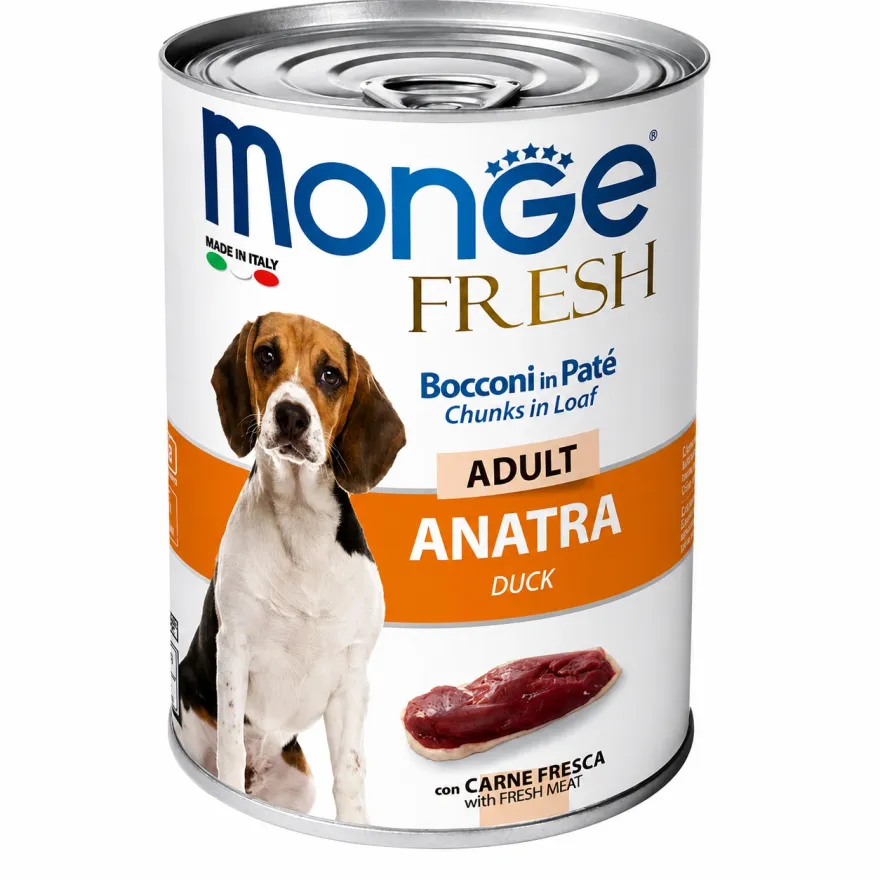 Вологий корм для дорослих собак Monge Fresh Dog Adult Duck Паштет з качкою 400 г Вологий корм для дорослих собак Monge Fresh Dog Adult Duck Паштет з качкою 400 г