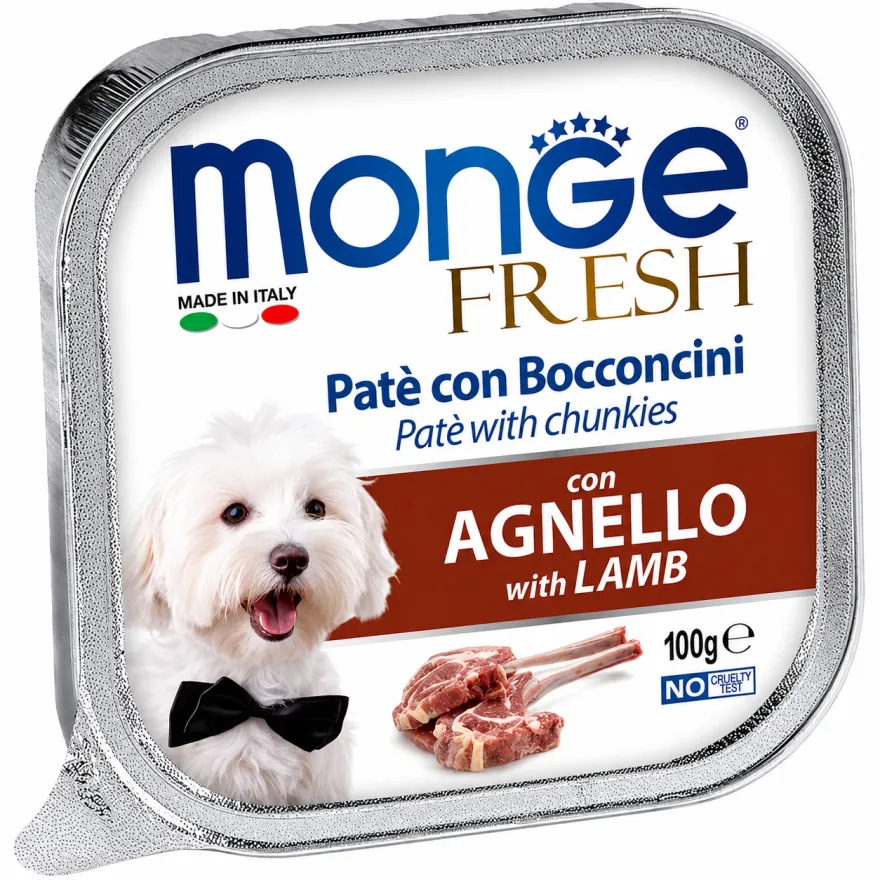 Вологий корм для дорослих собак Monge Fresh Dog Adult Lamb Паштет з ягням 100 г