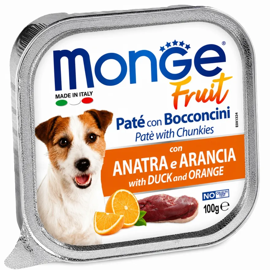 Вологий корм для дорослих собак Monge Fruit Dog Adult with Duck and Orange Паштет з качкою та апельсином 100 г