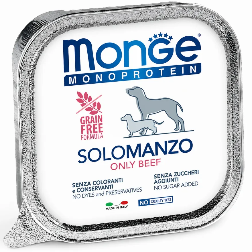 Вологий корм для дорослих собак Monge Monoprotein Dog Solo 100% Beef Паштет з яловичиною 150 г