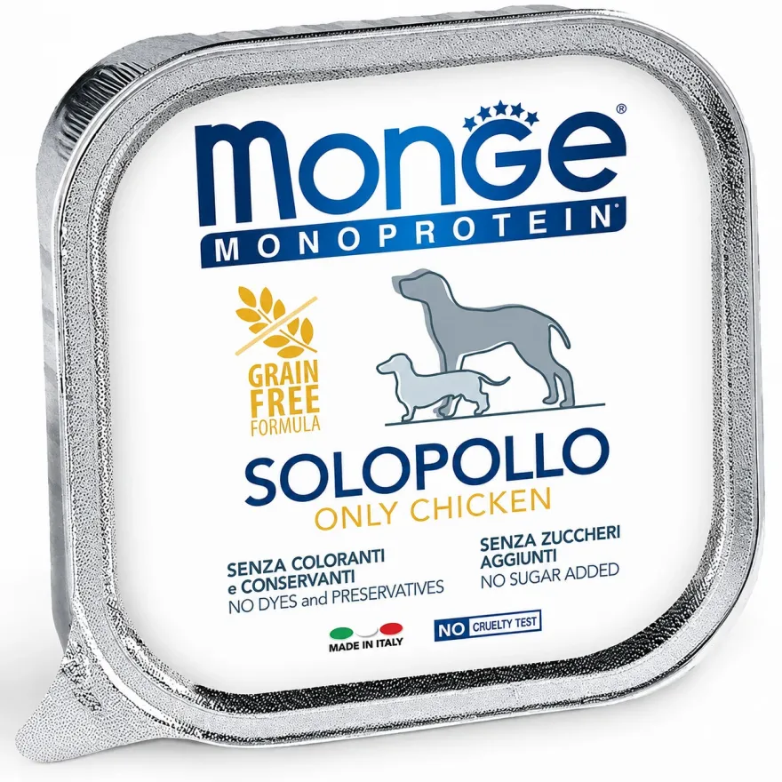 Вологий корм для дорослих собак Monge Monoprotein Dog Solo 100% Chicken Паштет з куркою 150 г