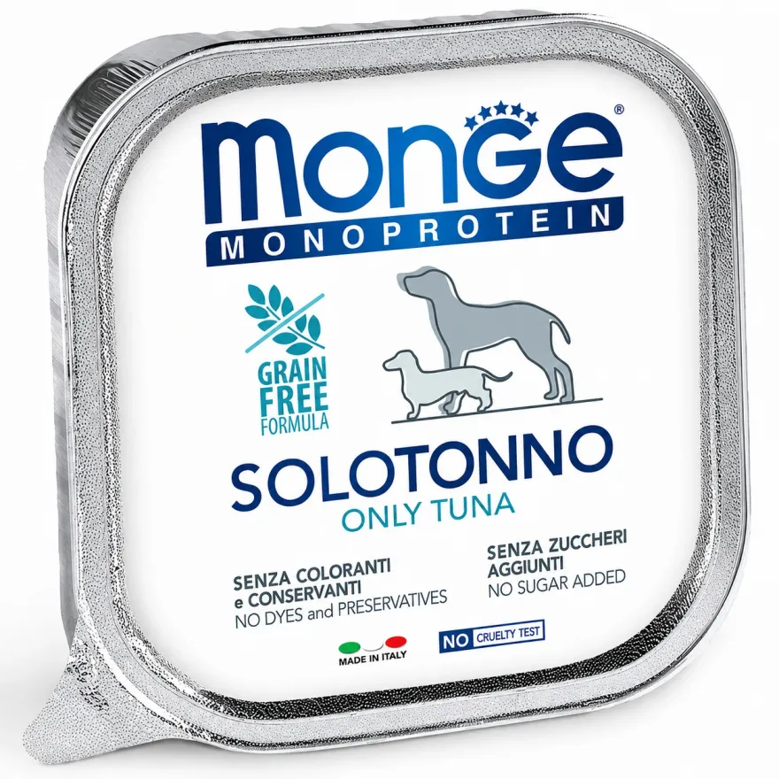 Вологий корм для дорослих собак Monge Monoprotein Dog Solo 100% Tuna Паштет з тунцем 150 г