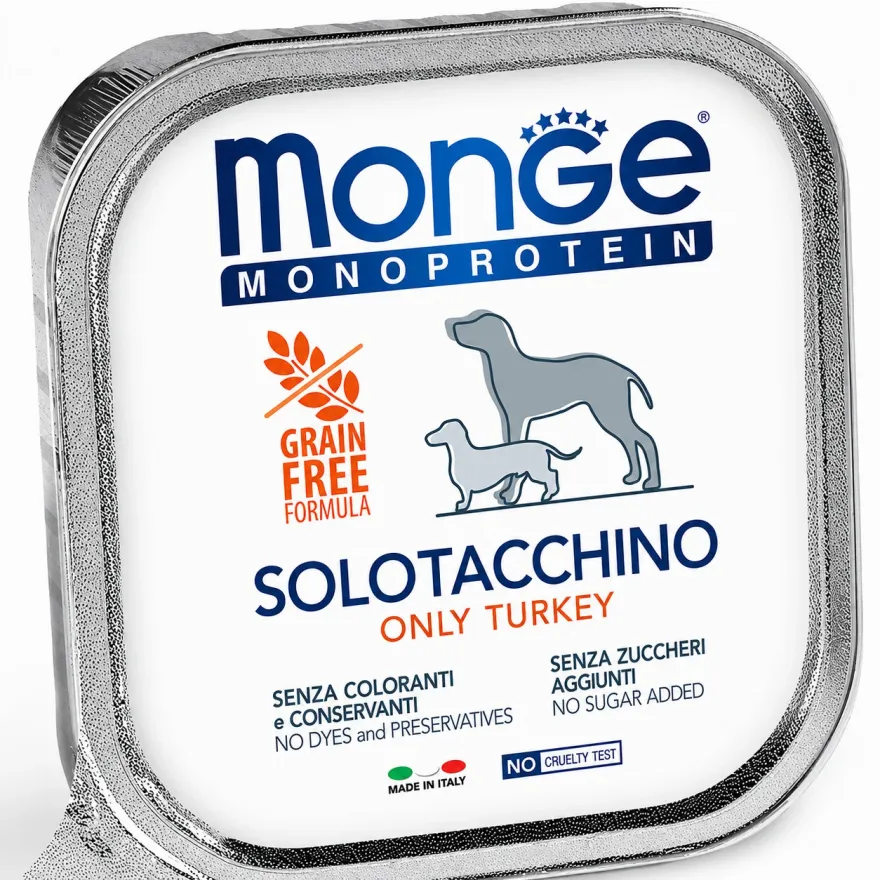 Вологий корм для дорослих собак Monge Monoprotein Dog Solo 100% Turkey Паштет з індичкою 150 г