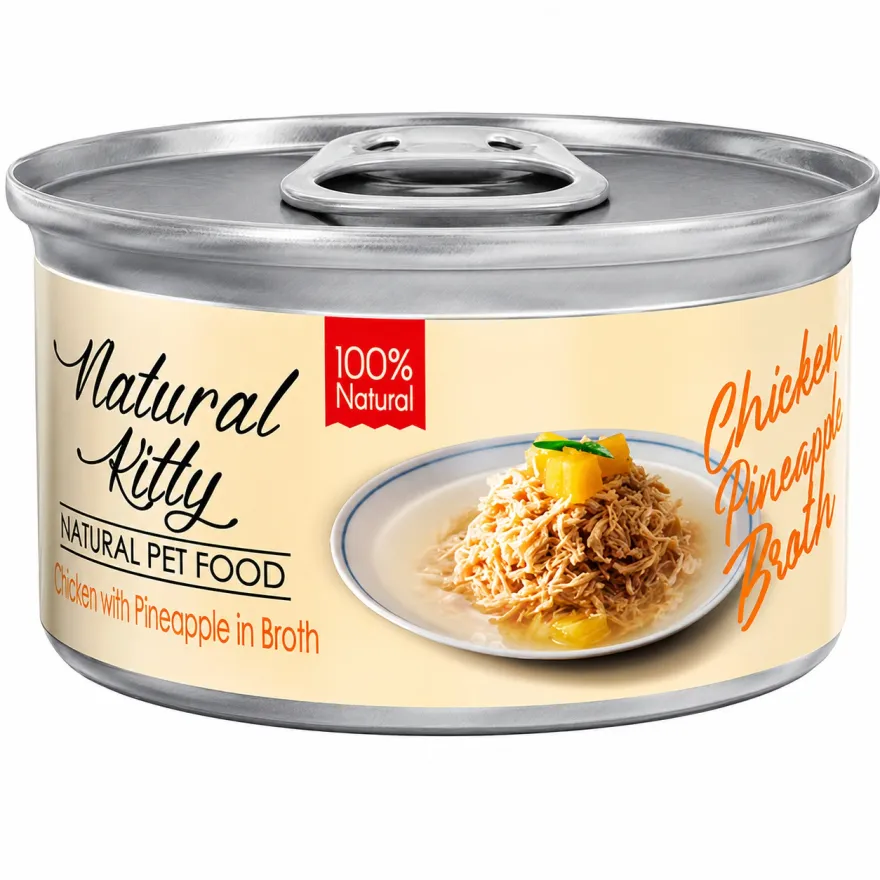 Вологий корм для котів Natural Kitty Broth Series Chicken with Pineapple курка та ананас в бульйоні 80 г