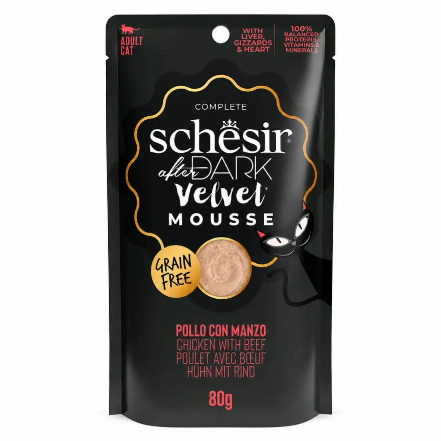 Вологий корм для котів Schesir After Dark Mousse Chicken Beef Мус з куркою та яловичиною 80 г