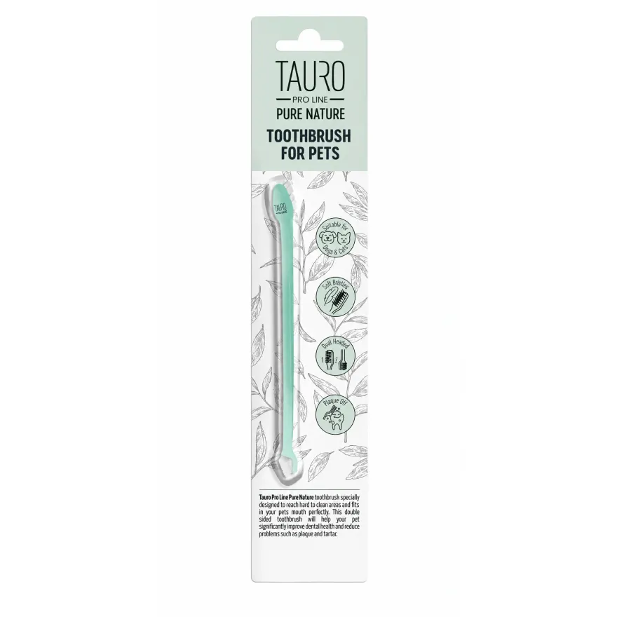 Зубна щітка Tauro Pro Line Pure Nature двостороння для собак та котів