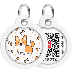 Адресник для собак і котів WAUDOG Smart ID "Коргі" металевий L з QR паспортом коло 30 мм