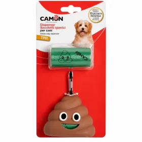 Брелок-диспенсер для пакетів Camon "POO" з пакетами для фекалій 15*2 шт коричневий