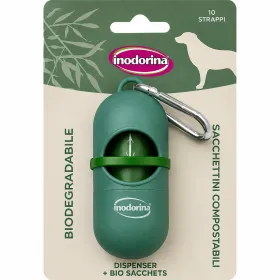 Брелок-диспенсер для пакетів Inodorina Green Dispenser + Bio Sachets пластикова капсула з біорозкладними пакетами для фекалій 10 шт зелений