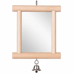 Іграшка для птахів Flamingo Wooden Mirror Дзеркало у дерев’яній рамі з дзвіночком  13*10 см
