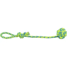 Іграшка для собак Trixie Playing Rope М'яч із канату на мотузці з ручкою жовтий/синій 7 см / 50 см