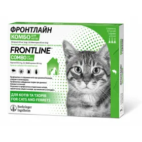 Краплі на холку від бліх та іксодових кліщів Frontline Combo Cat Фронтлайн Комбо для котів і тхорів