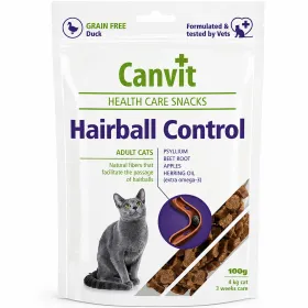 Ласощі для котів Canvit Hairball Control для виведення шерсті, снеки з качкою 100 г