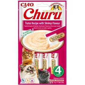 Ласощі для котів Inaba Churu Кремовий мус з тунцем та креветками 4*14 г