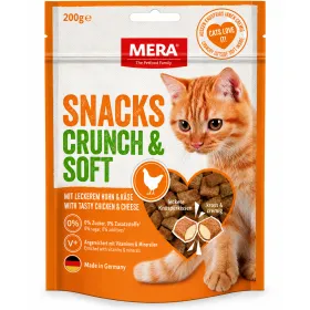 Ласощі для котів Mera Snacks Crunch & Soft Huhn & Käse Подушечки з куркою та сиром 200 гр