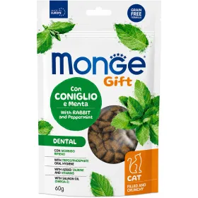 Ласощі для котів Monge Gift Cat Dental Подушечки для здоров'я зубів та ясен, з кроликом і перцевою м’ятою 60 г