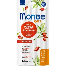 Ласощі для котів Monge Gift Fussy Cat Палички для вибагливих зі свининою, шипшиною і сиром 3 шт