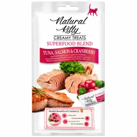 Ласощі для котів Natural Kitty Creamy Treats Tuna with Salmon & Cranberry Кремовий мус з тунцем, лососем та журавлиною 4*12 г