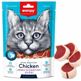 Ласощі для котів Wanpy Chicken Jerky & Codfish Sushi Суші курка з тріскою 80 г